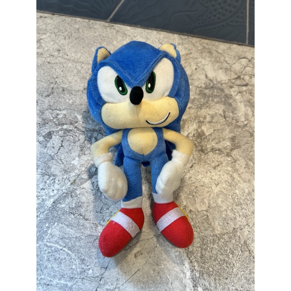 Sonic the Hedgehog Plush Coin Purse Keychain Zip Pouch 8" Blue Sega